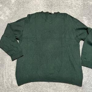 Field Gear Sweater Mens Large Green Cashmere V Neck